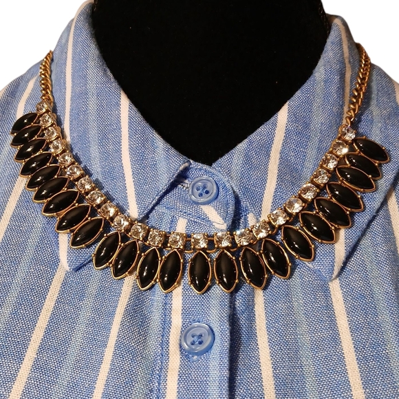 J. Crew Black and Gold Statement Necklace - Picture 1 of 4